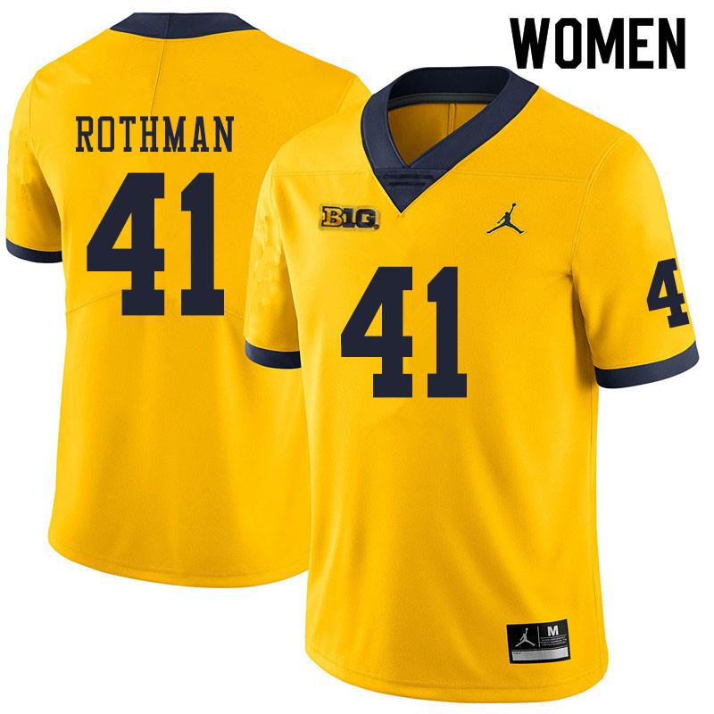 Women #41 Quinn Rothman Michigan Wolverines College Football Jerseys Sale-Yellow